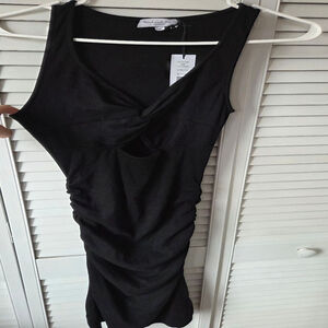 Women's Michael Stars Petite Black Ribbed Guilia Dress SP